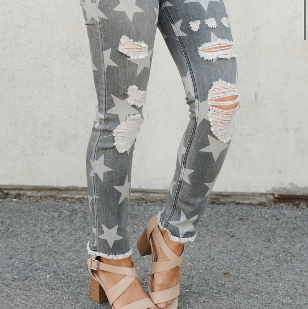 Star girl distressed Jeans, Nanamacs L